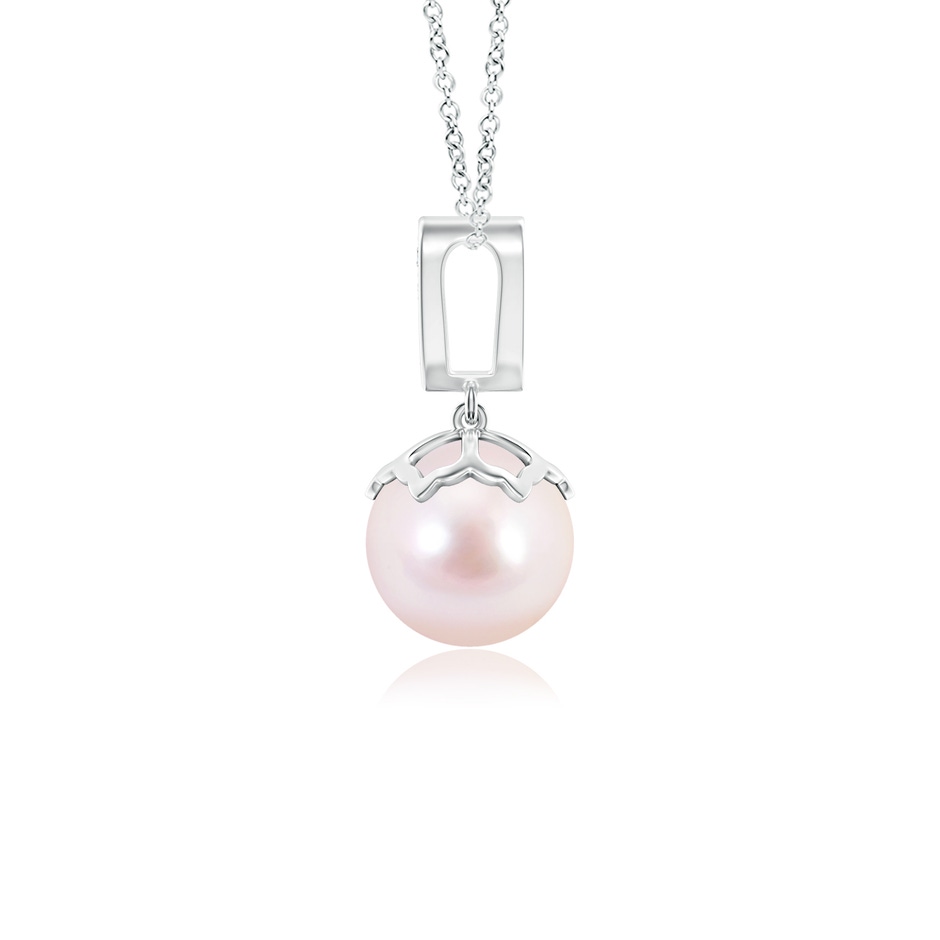 8mm AAAA Japanese Akoya Pearl Pendant with Inverted Pear Bale in White Gold product image