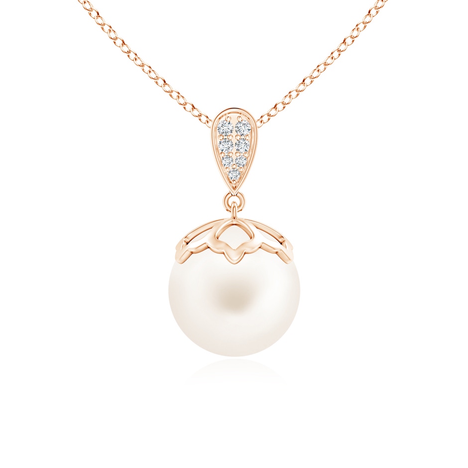 10mm AA Freshwater Pearl Pendant with Inverted Pear Bale in Rose Gold 
