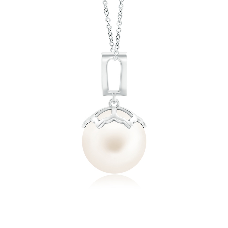 10mm AA Freshwater Pearl Pendant with Inverted Pear Bale in White Gold product image