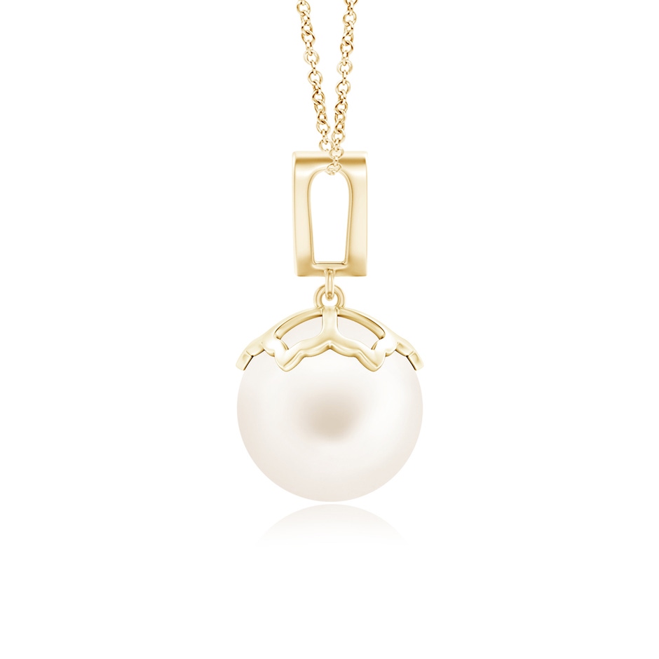 10mm AA Freshwater Pearl Pendant with Inverted Pear Bale in Yellow Gold product image