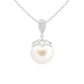 10mm AAA Freshwater Pearl Pendant with Inverted Pear Bale in 9K White Gold