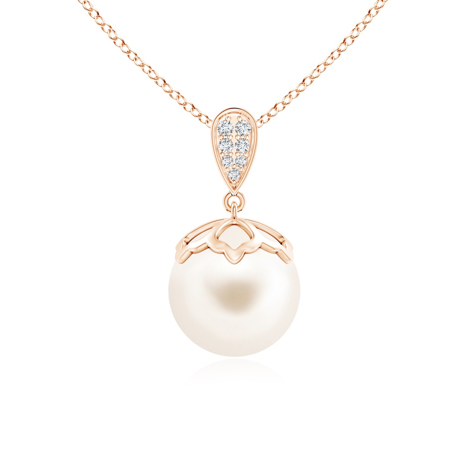 10mm AAA Freshwater Pearl Pendant with Inverted Pear Bale in Rose Gold 