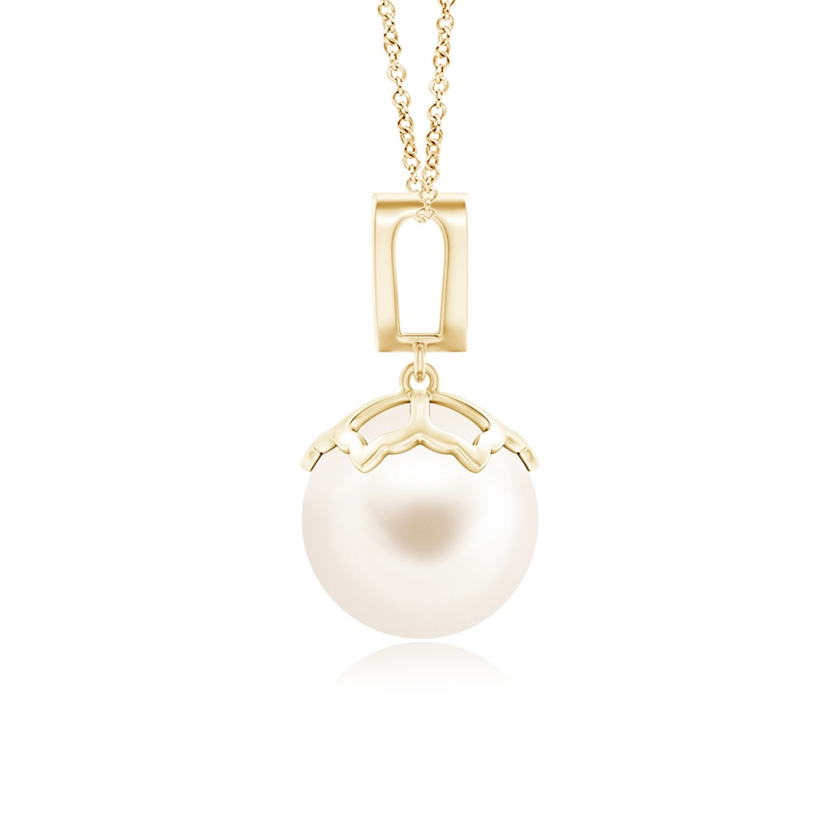 10mm AAA Freshwater Pearl Pendant with Inverted Pear Bale in Yellow Gold product image