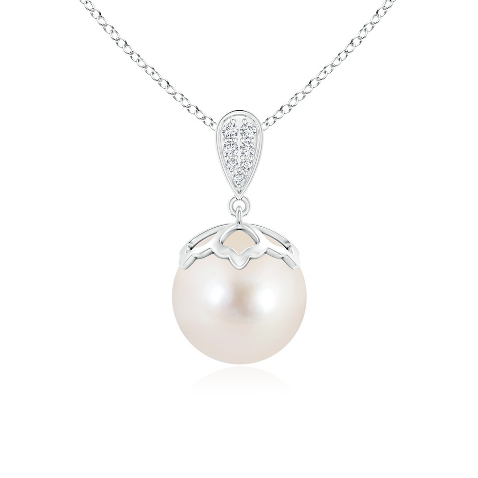 10mm AAAA Freshwater Pearl Pendant with Inverted Pear Bale in White Gold 