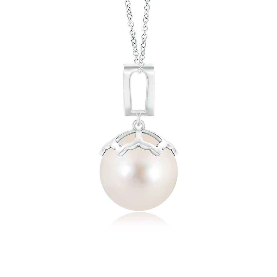 10mm AAAA Freshwater Pearl Pendant with Inverted Pear Bale in White Gold product image