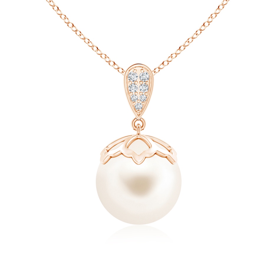 11mm AAA Freshwater Pearl Pendant with Inverted Pear Bale in Rose Gold 