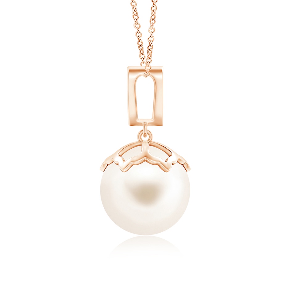 11mm AAA Freshwater Pearl Pendant with Inverted Pear Bale in Rose Gold product image
