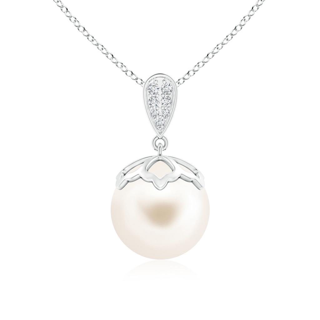 11mm AAA Freshwater Pearl Pendant with Inverted Pear Bale in White Gold