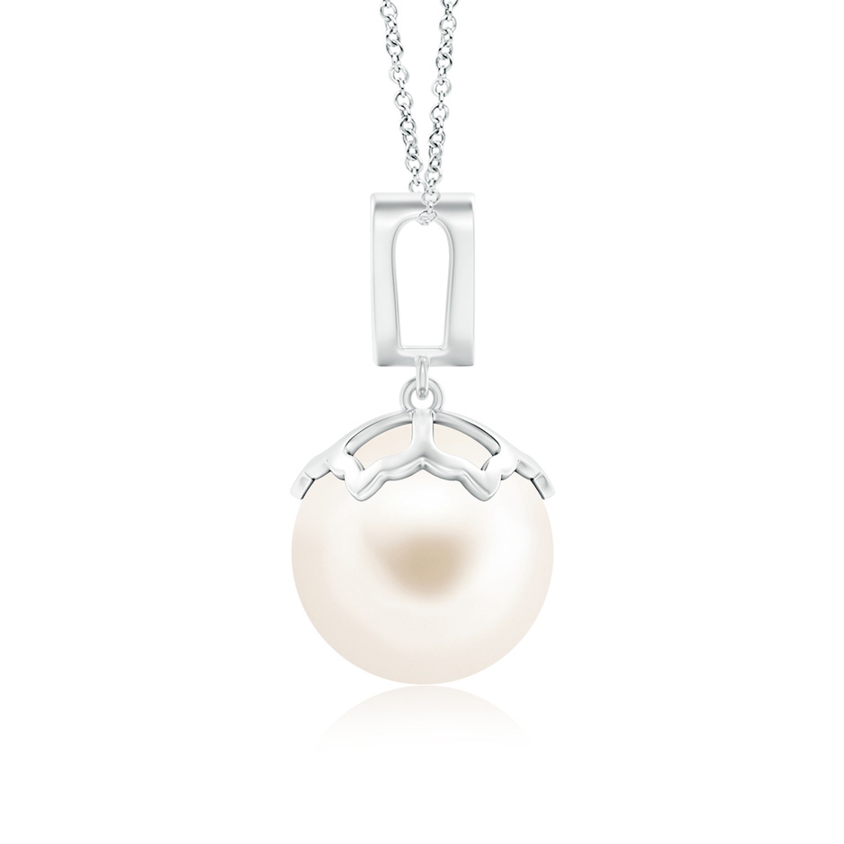 11mm AAA Freshwater Pearl Pendant with Inverted Pear Bale in White Gold product image