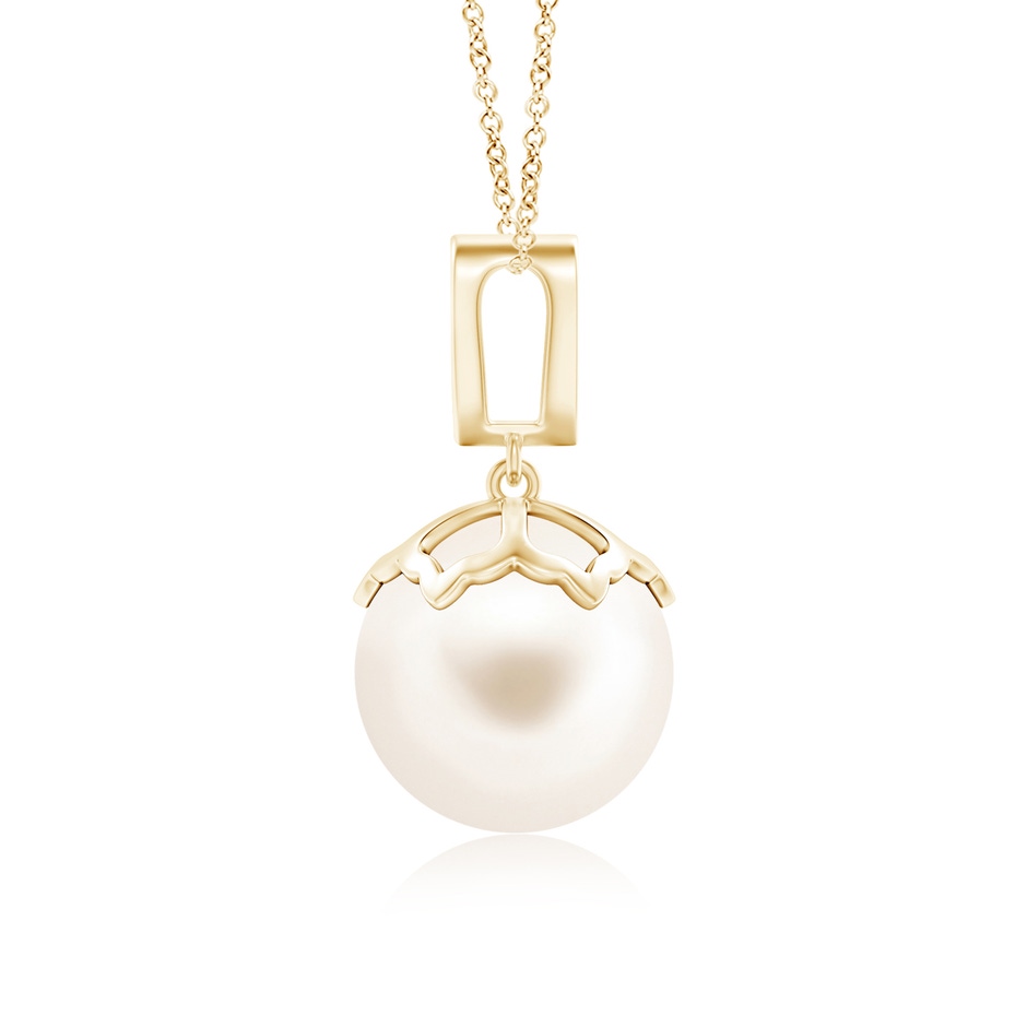 11mm AAA Freshwater Pearl Pendant with Inverted Pear Bale in Yellow Gold product image