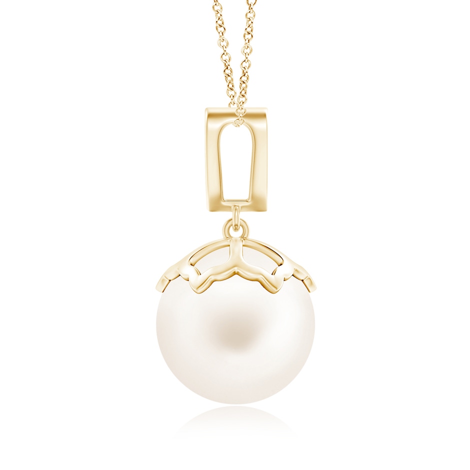 12mm AA Freshwater Pearl Pendant with Inverted Pear Bale in Yellow Gold product image