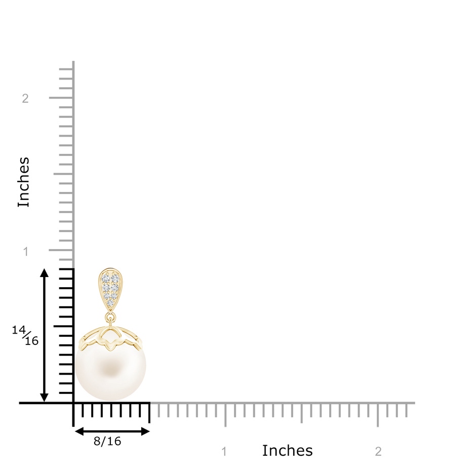 12mm AA Freshwater Pearl Pendant with Inverted Pear Bale in Yellow Gold product image