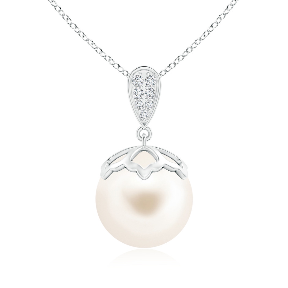 12mm AAA Freshwater Pearl Pendant with Inverted Pear Bale in White Gold 