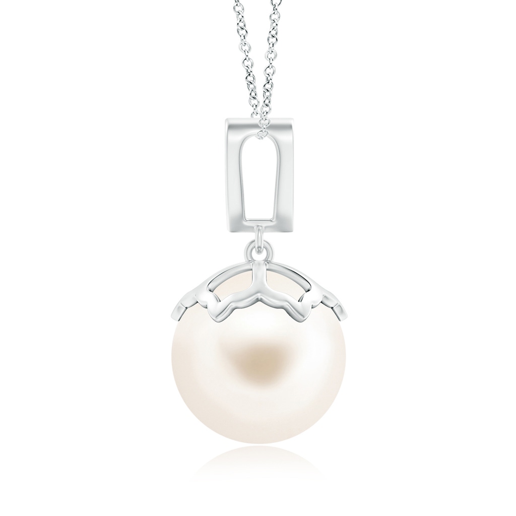 12mm AAA Freshwater Pearl Pendant with Inverted Pear Bale in White Gold Product Image