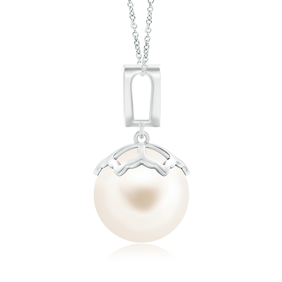 12mm AAA Freshwater Pearl Pendant with Inverted Pear Bale in White Gold product image