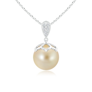 10mm AAA Golden South Sea Cultured Pearl Pendant with Pear Bale in White Gold