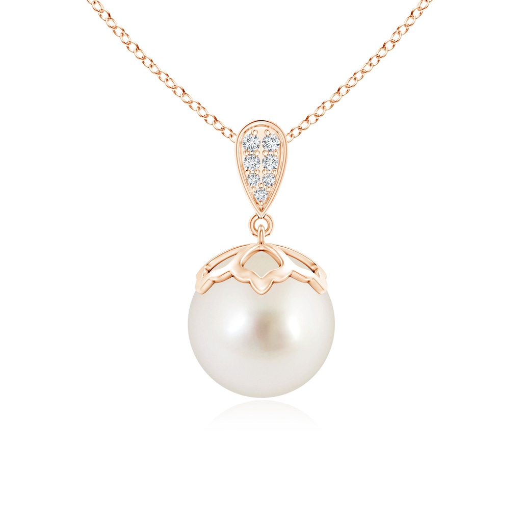 10mm AAAA South Sea Cultured Pearl Pendant with Inverted Pear Bale in Rose Gold