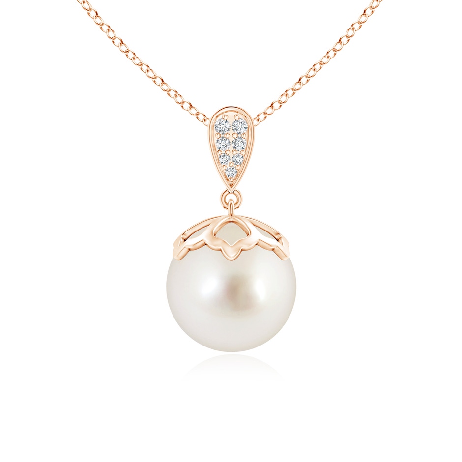 10mm AAAA South Sea Cultured Pearl Pendant with Inverted Pear Bale in Rose Gold 