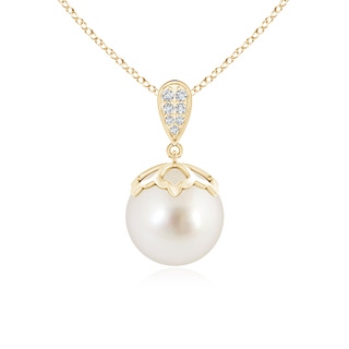 10mm AAAA South Sea Cultured Pearl Pendant with Inverted Pear Bale in Yellow Gold