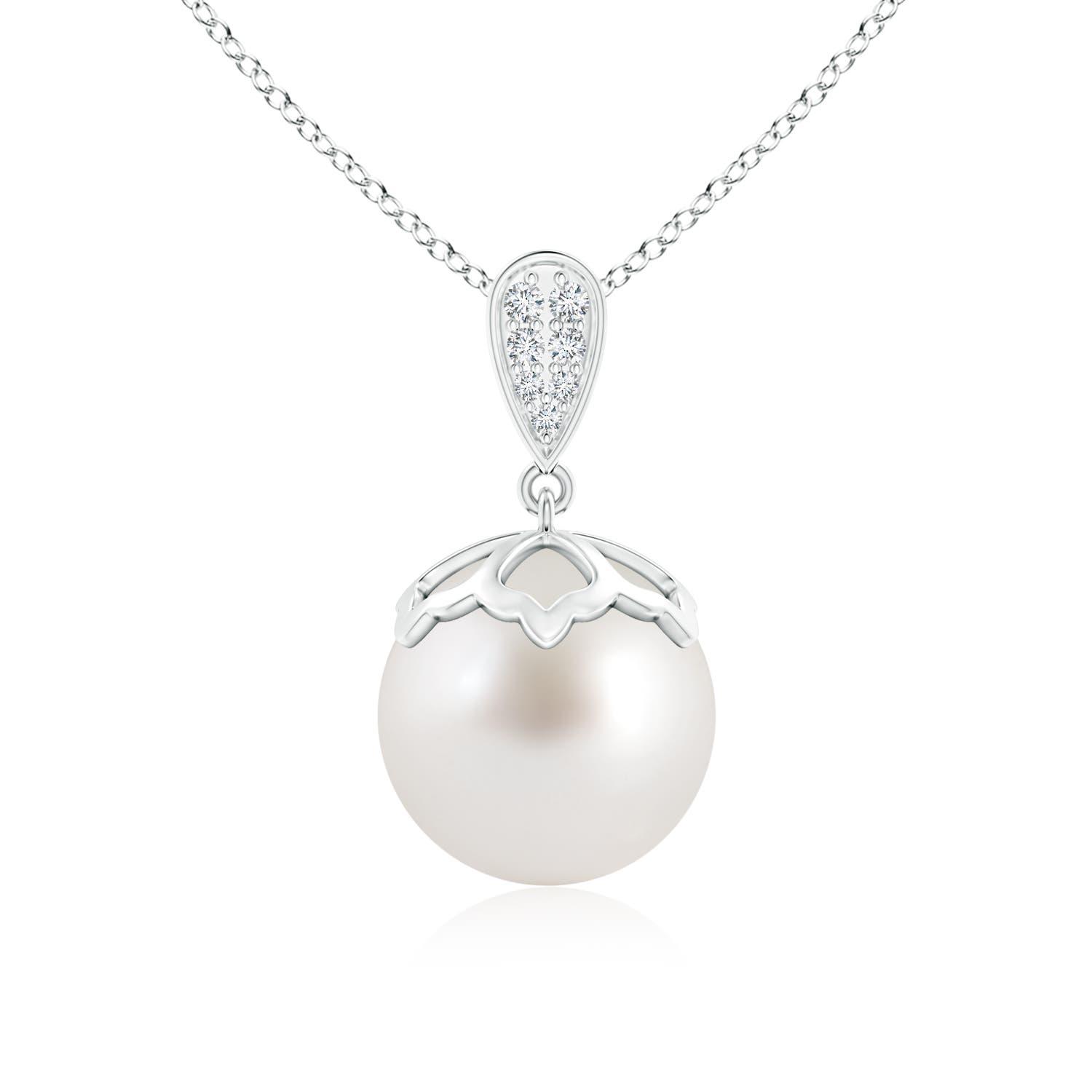 AAA - South Sea Cultured Pearl / 9.65 CT / 14 KT White Gold