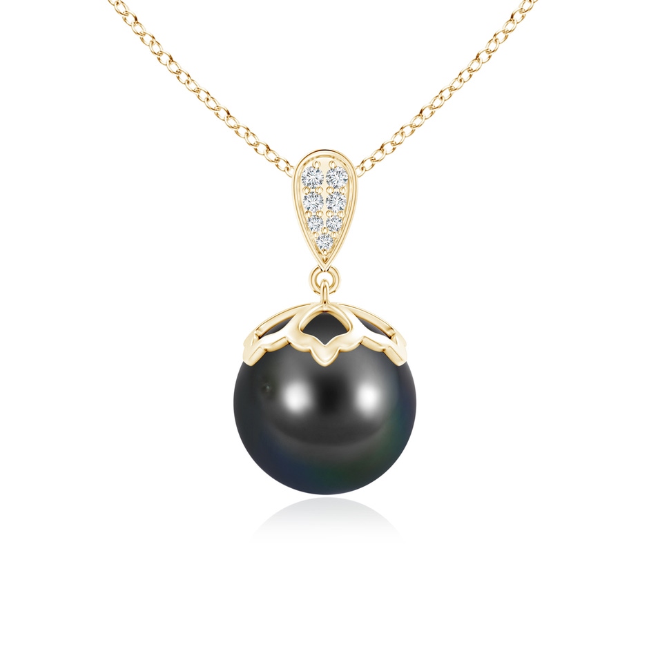 10mm AA Tahitian Pearl Pendant with Inverted Pear Bale in Yellow Gold 