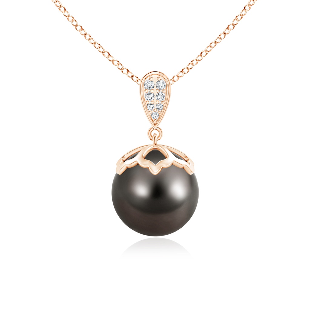 10mm AAA Tahitian Pearl Pendant with Inverted Pear Bale in 10K Rose Gold