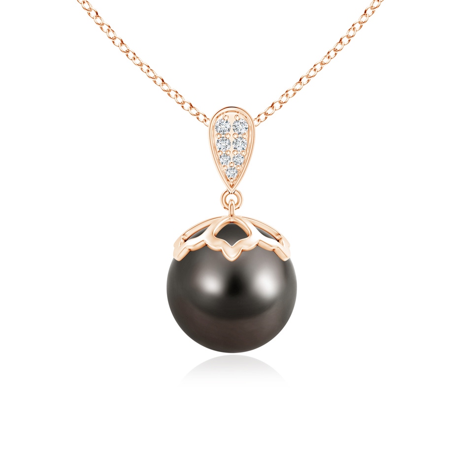 10mm AAA Tahitian Pearl Pendant with Inverted Pear Bale in 10K Rose Gold 