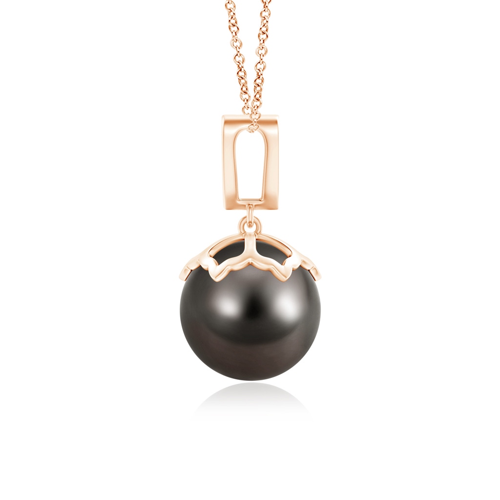 10mm AAA Tahitian Pearl Pendant with Inverted Pear Bale in 10K Rose Gold Product Image