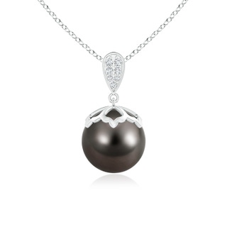 10mm AAA Tahitian Pearl Pendant with Inverted Pear Bale in White Gold