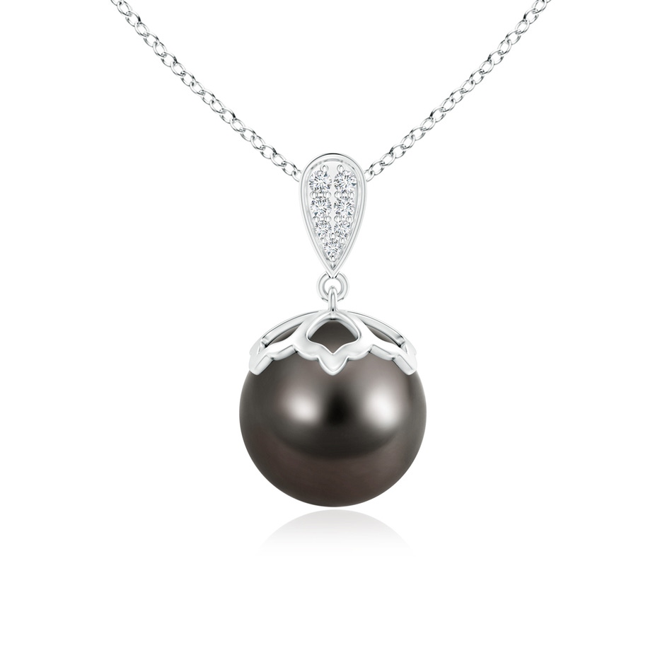 10mm AAA Tahitian Pearl Pendant with Inverted Pear Bale in White Gold 