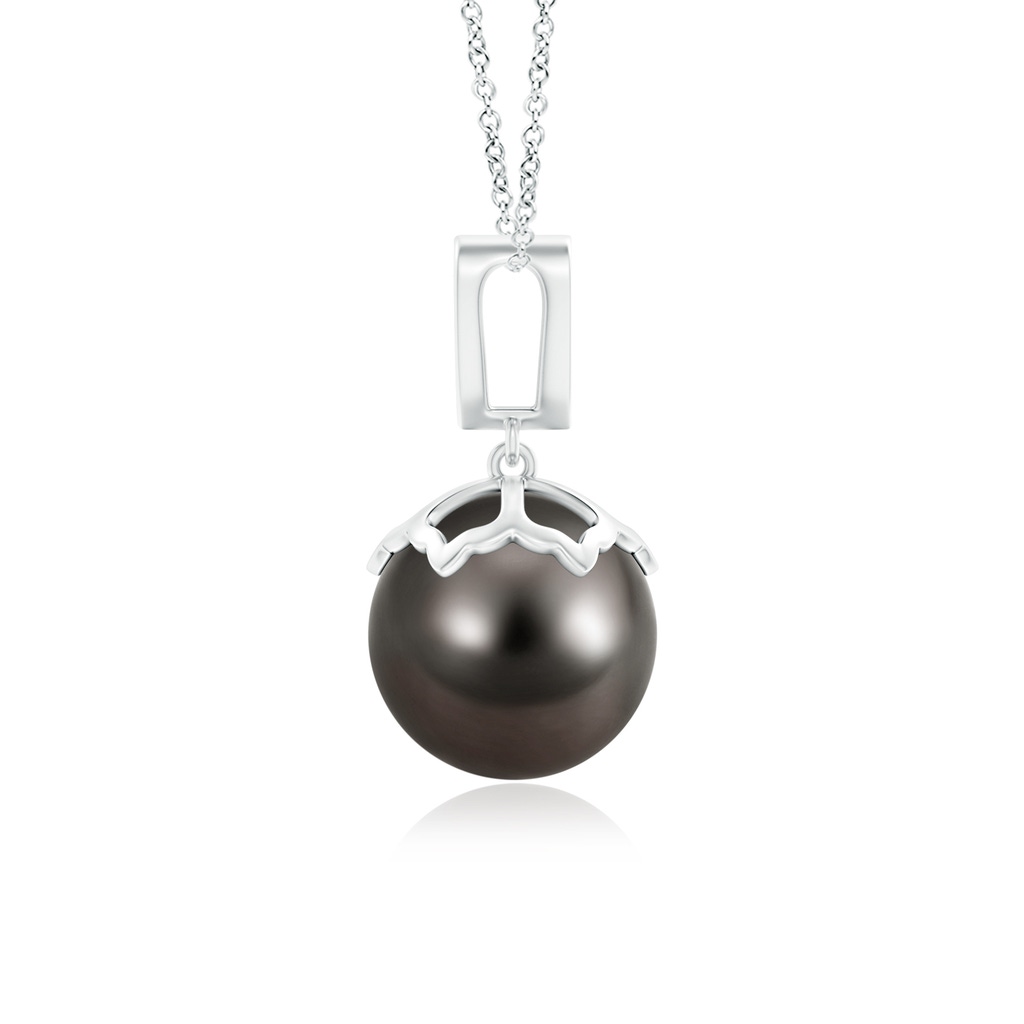 10mm AAA Tahitian Pearl Pendant with Inverted Pear Bale in White Gold Product Image