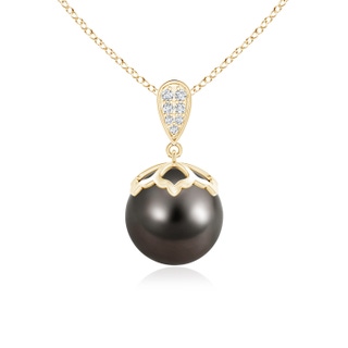10mm AAA Tahitian Pearl Pendant with Inverted Pear Bale in Yellow Gold