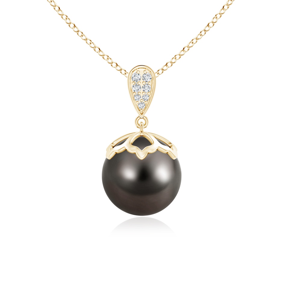 10mm AAA Tahitian Pearl Pendant with Inverted Pear Bale in Yellow Gold 