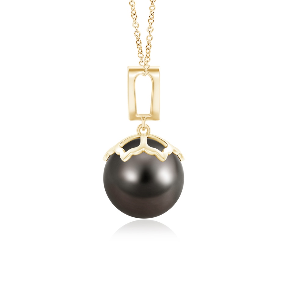 10mm AAA Tahitian Pearl Pendant with Inverted Pear Bale in Yellow Gold product image