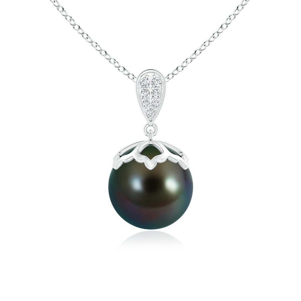 10mm AAAA Tahitian Pearl Pendant with Inverted Pear Bale in S999 Silver