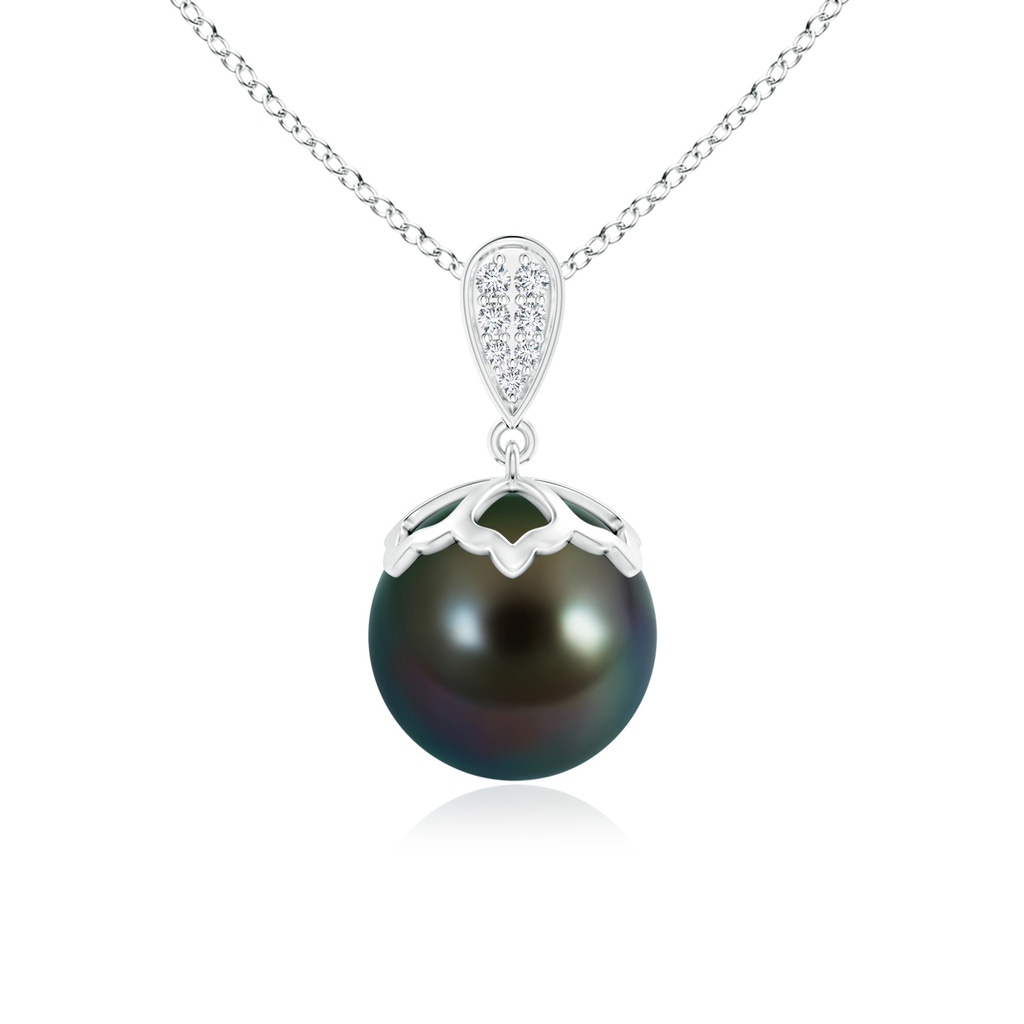 10mm AAAA Tahitian Pearl Pendant with Inverted Pear Bale in White Gold