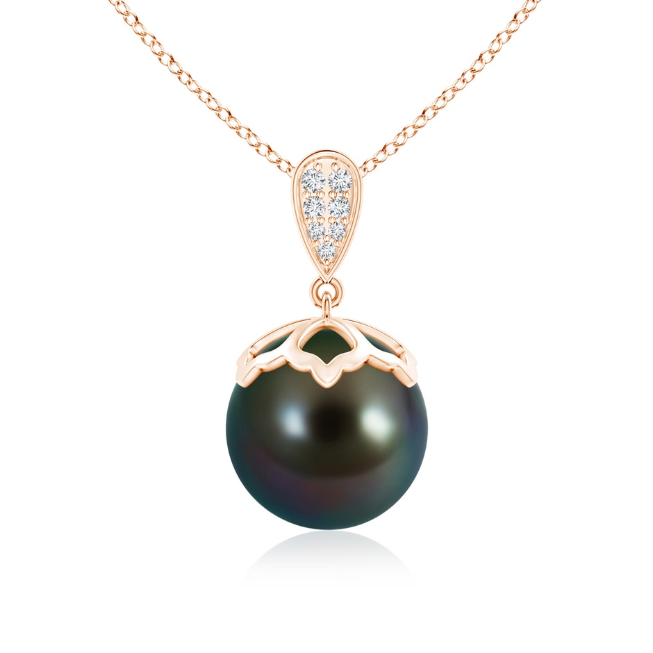 11mm AAAA Tahitian Pearl Pendant with Inverted Pear Bale in Rose Gold 