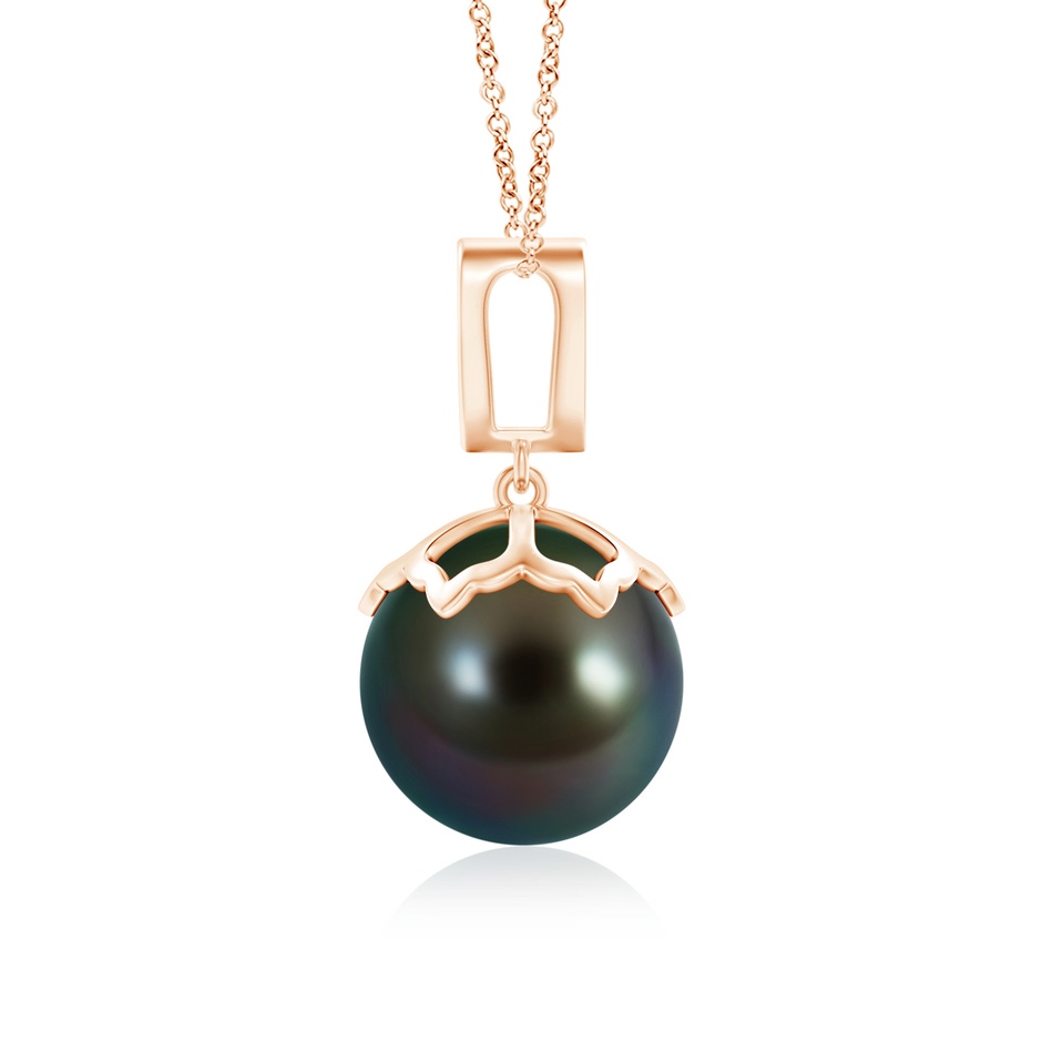 11mm AAAA Tahitian Pearl Pendant with Inverted Pear Bale in Rose Gold product image