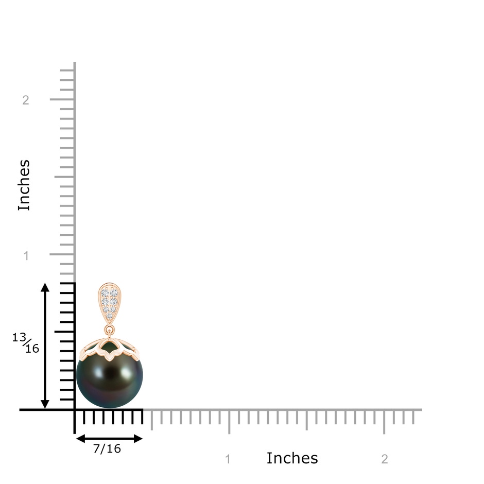 11mm AAAA Tahitian Pearl Pendant with Inverted Pear Bale in Rose Gold product image