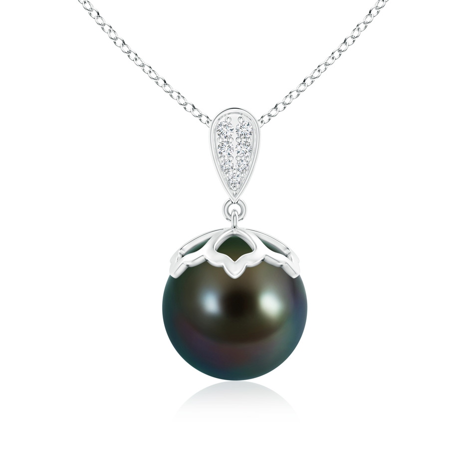 11mm AAAA Tahitian Pearl Pendant with Inverted Pear Bale in White Gold 