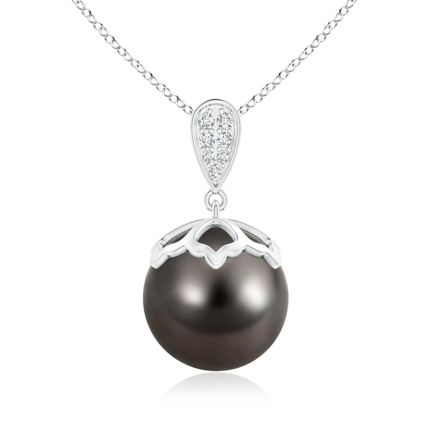 12mm AAA Tahitian Pearl Pendant with Inverted Pear Bale in White Gold