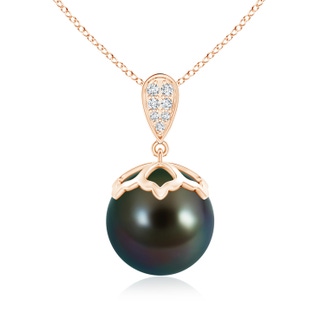 12mm AAAA Tahitian Pearl Pendant with Inverted Pear Bale in Rose Gold