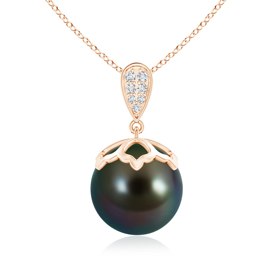 12mm AAAA Tahitian Pearl Pendant with Inverted Pear Bale in Rose Gold 