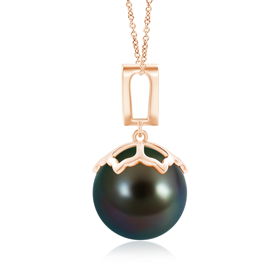 12mm AAAA Tahitian Pearl Pendant with Inverted Pear Bale in Rose Gold product image
