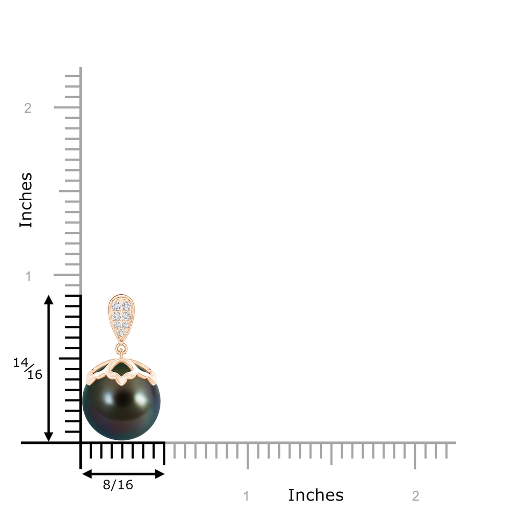 12mm AAAA Tahitian Pearl Pendant with Inverted Pear Bale in Rose Gold Product Image