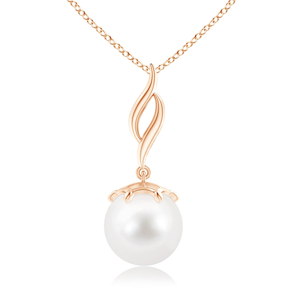 10mm AA Solitaire Freshwater Cultured Pearl Flame Drop Pendant in Rose Gold 