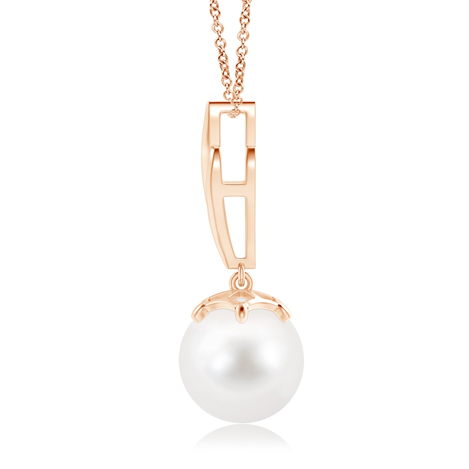 10mm AA Solitaire Freshwater Cultured Pearl Flame Drop Pendant in Rose Gold product image