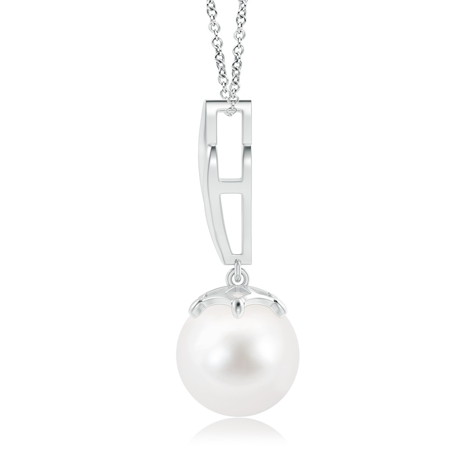 10mm AA Solitaire Freshwater Cultured Pearl Flame Drop Pendant in White Gold product image