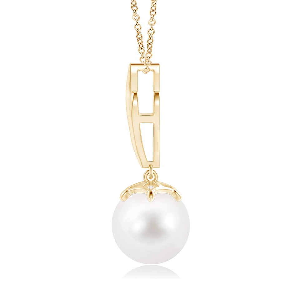 10mm AA Solitaire Freshwater Cultured Pearl Flame Drop Pendant in Yellow Gold product image
