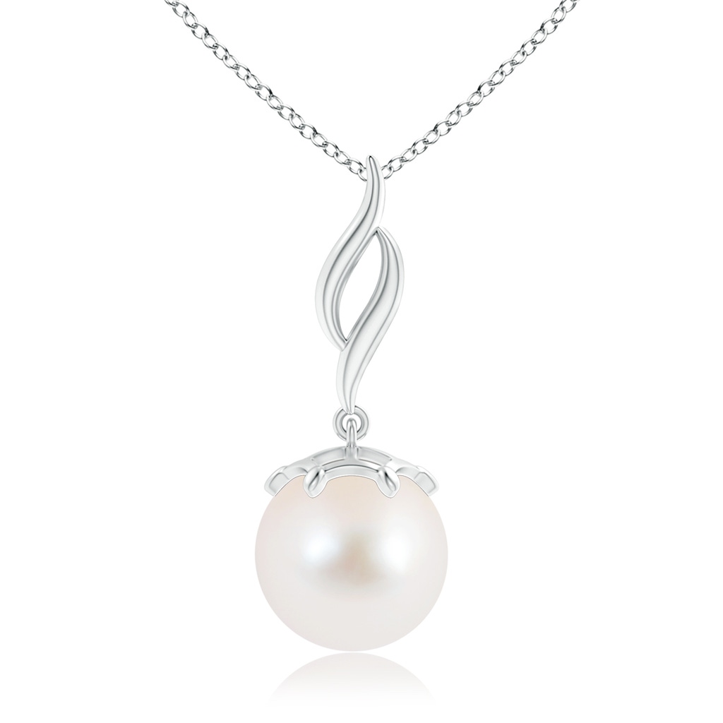 10mm AAA Solitaire Freshwater Cultured Pearl Flame Drop Pendant in S999 Silver